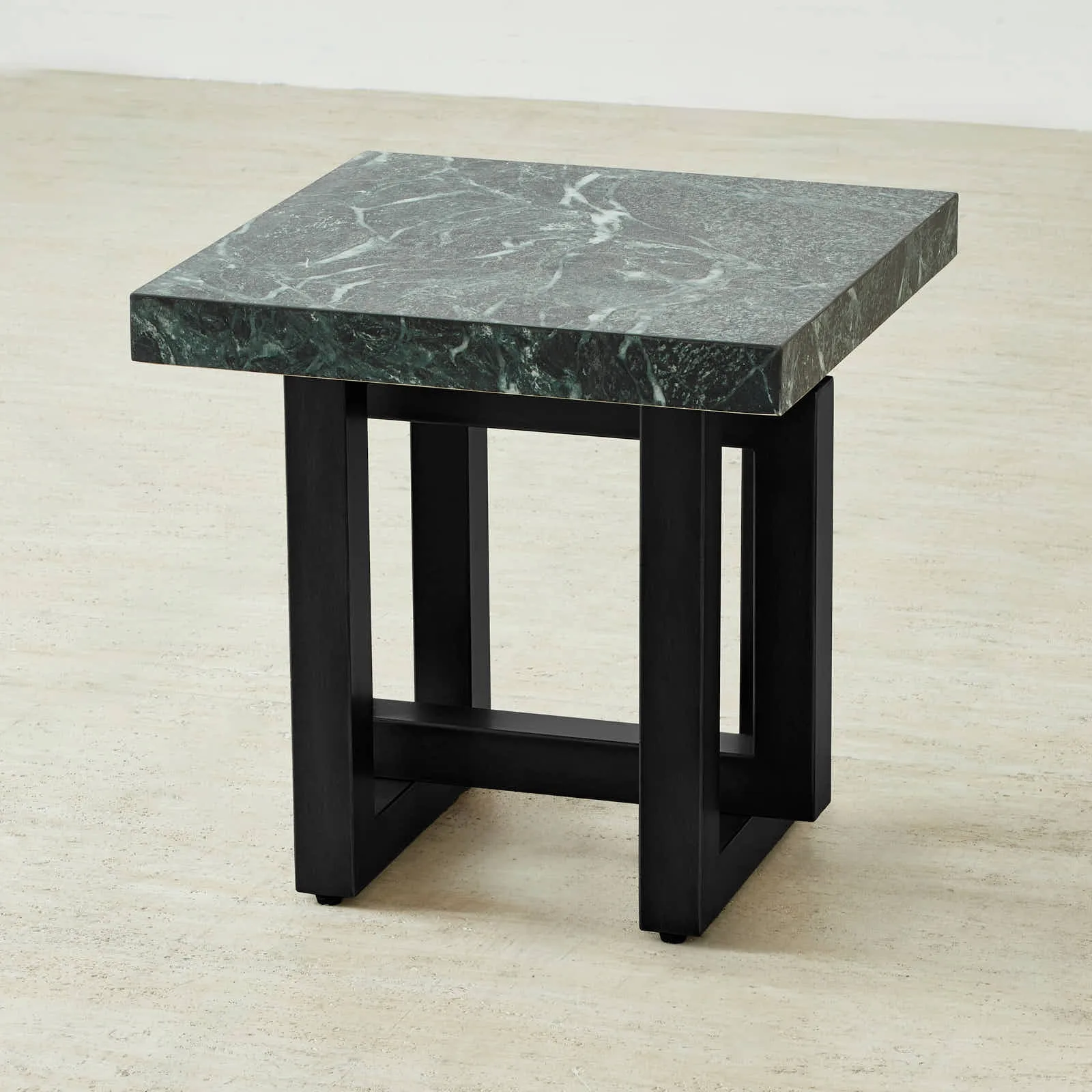 Grayson Matte Black Side Table with Emerald Green Sintered Stone Top