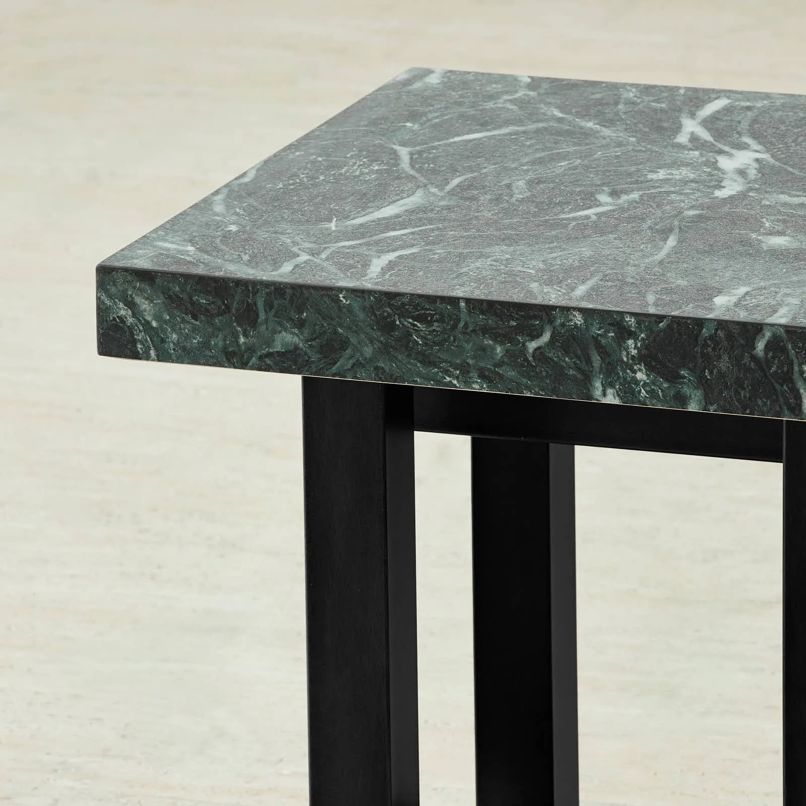 Grayson Matte Black Side Table with Emerald Green Sintered Stone Top