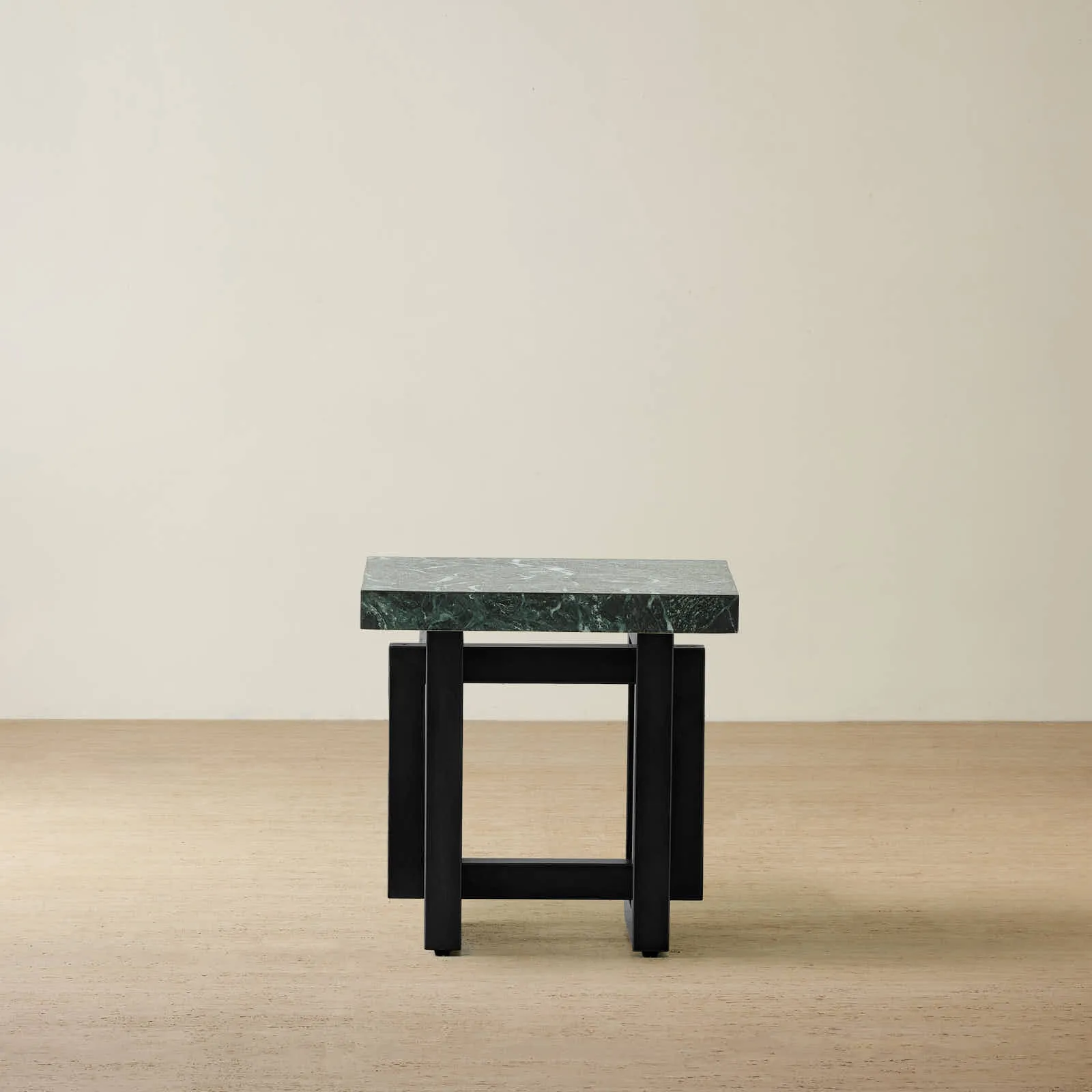 Grayson Matte Black Side Table with Emerald Green Sintered Stone Top