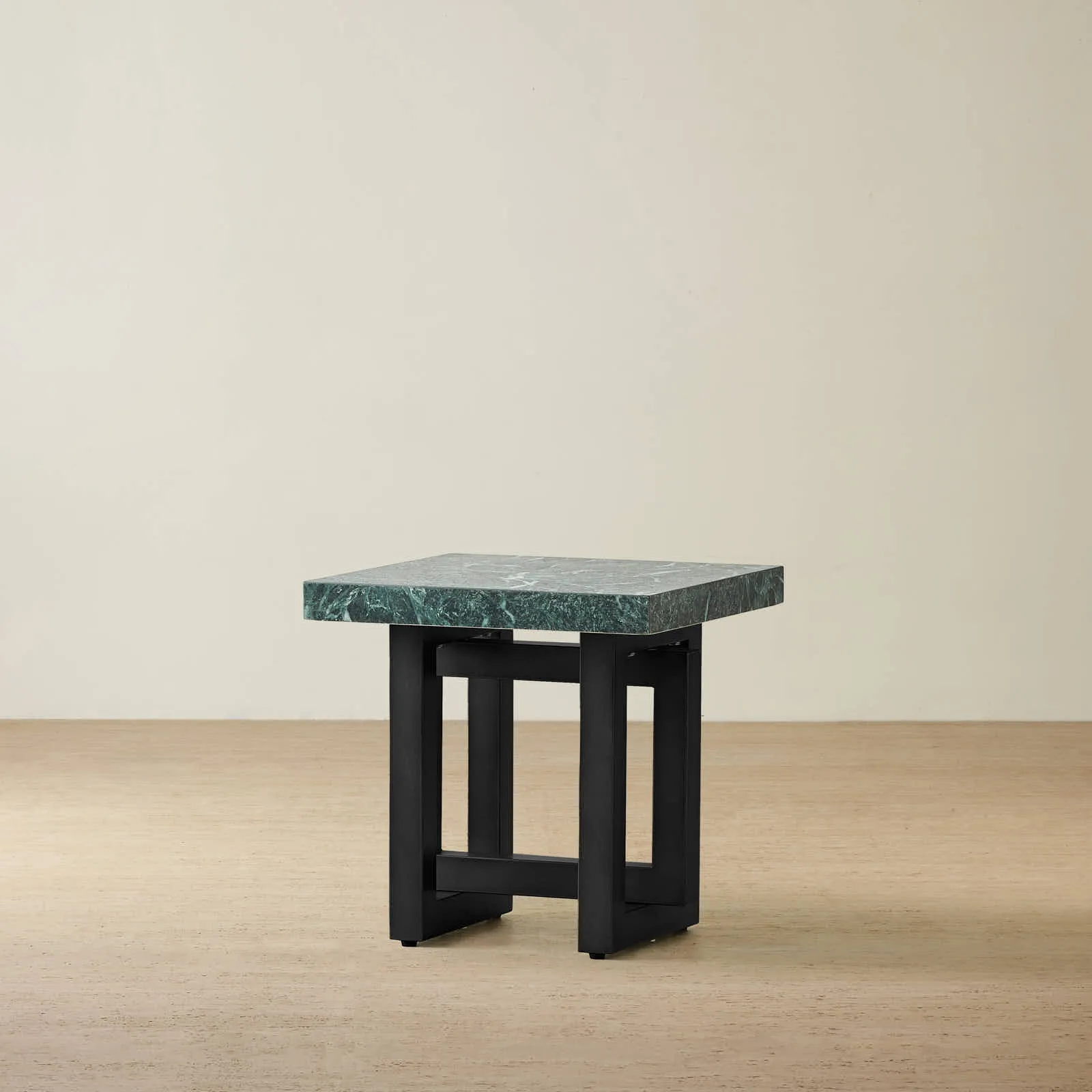 Grayson Matte Black Side Table with Emerald Green Sintered Stone Top
