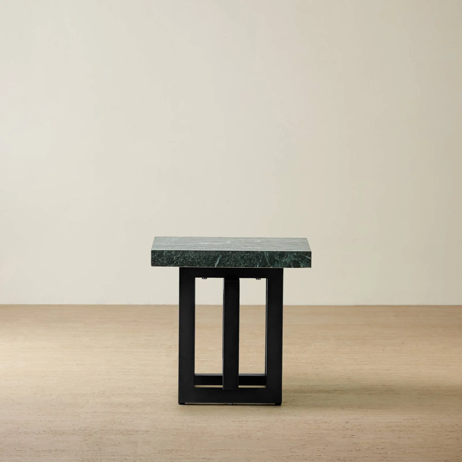 Grayson Matte Black Side Table with Emerald Green Sintered Stone Top