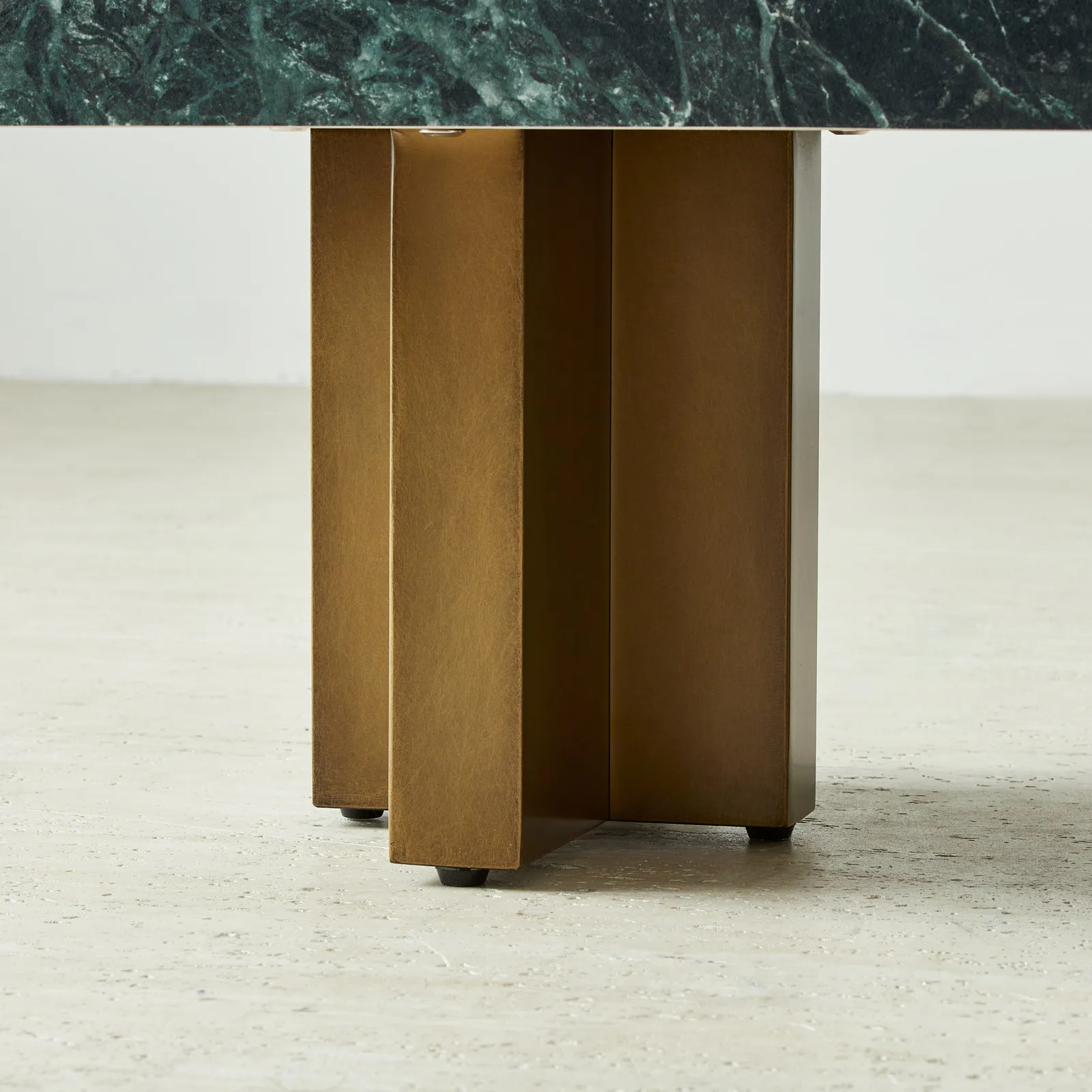 Grayson Brushed Bronze Entertainment Unit with Emerald Green Sintered Stone Top