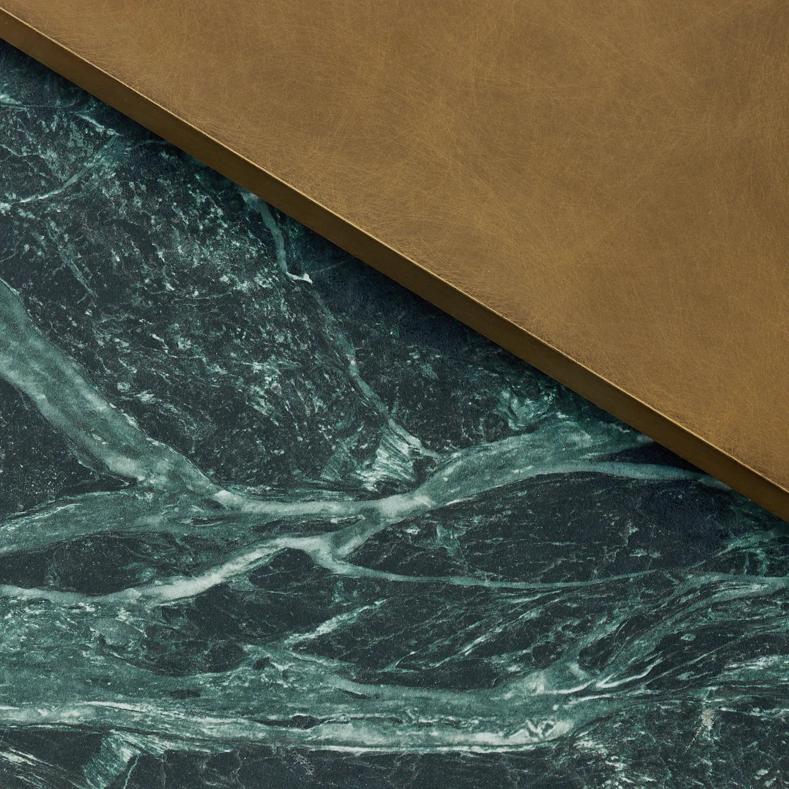 Grayson Brushed Bronze Entertainment Unit with Emerald Green Sintered Stone Top