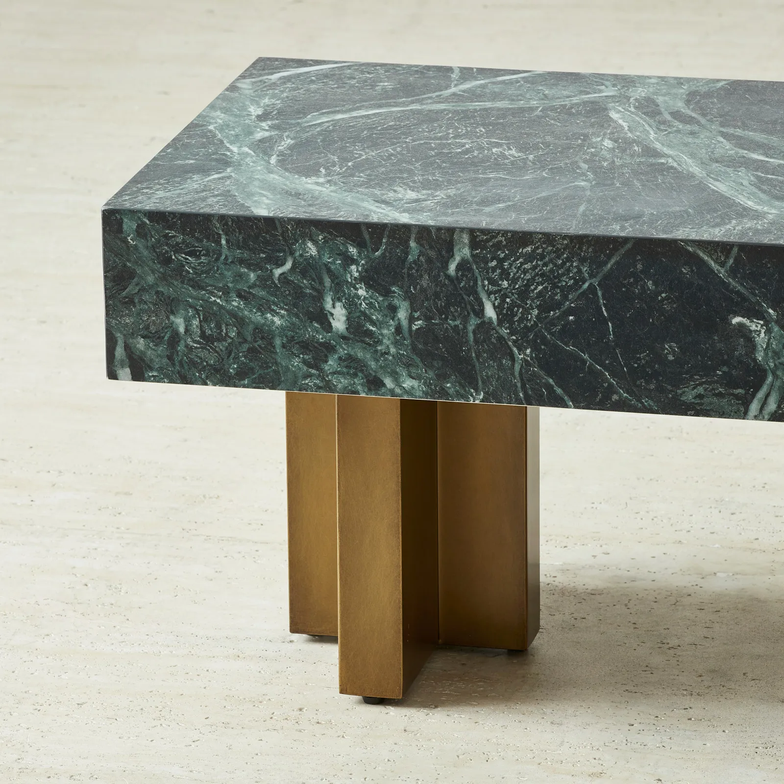 Grayson Brushed Bronze Entertainment Unit with Emerald Green Sintered Stone Top