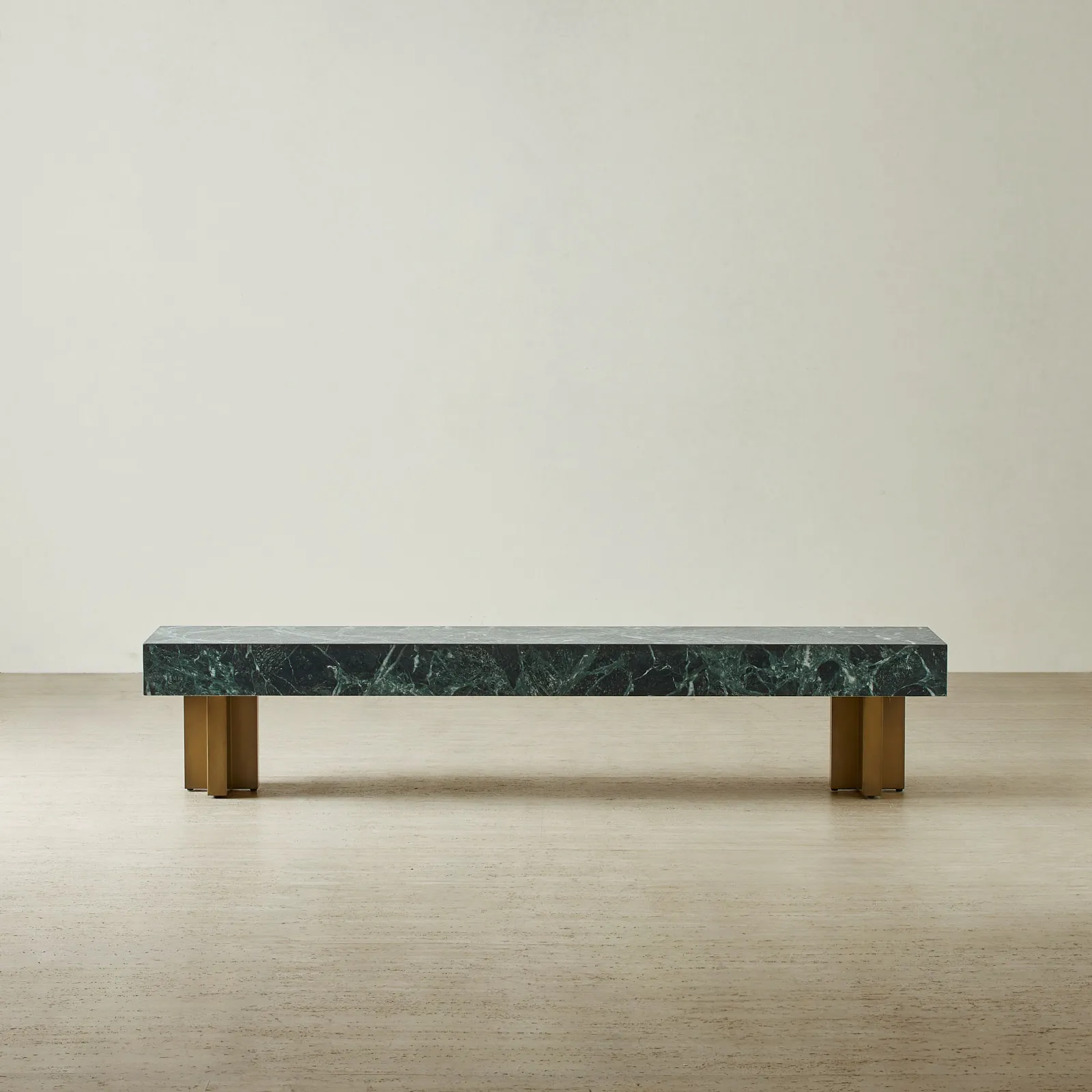 Grayson Brushed Bronze Entertainment Unit with Emerald Green Sintered Stone Top