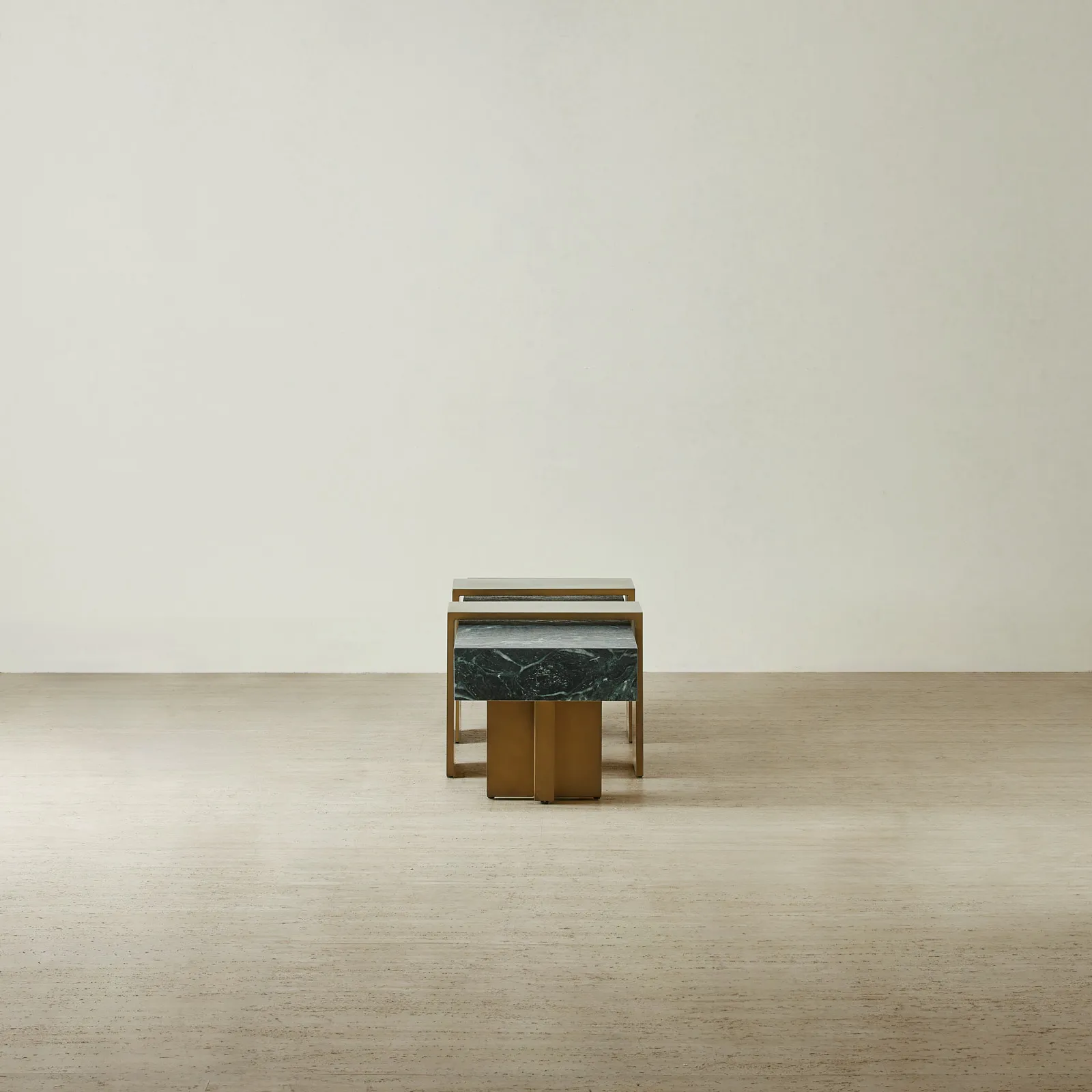 Grayson Brushed Bronze Entertainment Unit with Emerald Green Sintered Stone Top