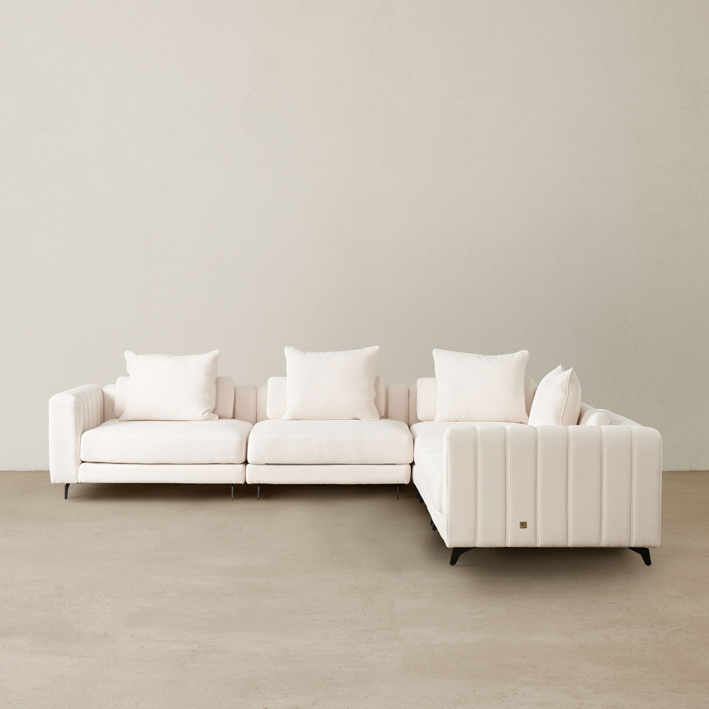 Jordan Chantilly White Fabric 4 Pieces Modular Sofa