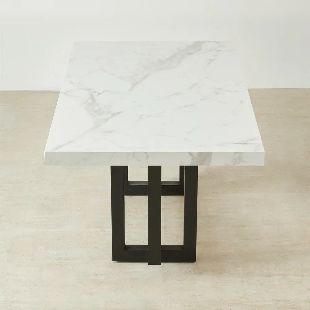 Grayson Statuario White Sintered Stone Dining Table - Black Legs 160x90cm