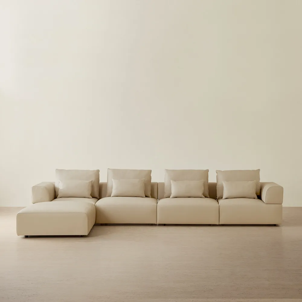 Riviera Almond Cream Leather Modular Sofa