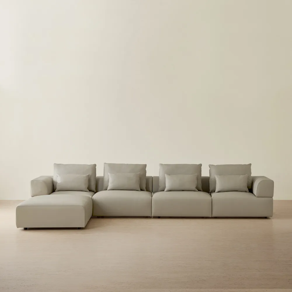 Riviera Milk Coffee Leather Modular Sofa