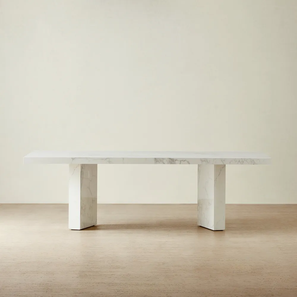 Port Lucienne Glossy Statuario White Sintered Stone Dining Table 240x118cm