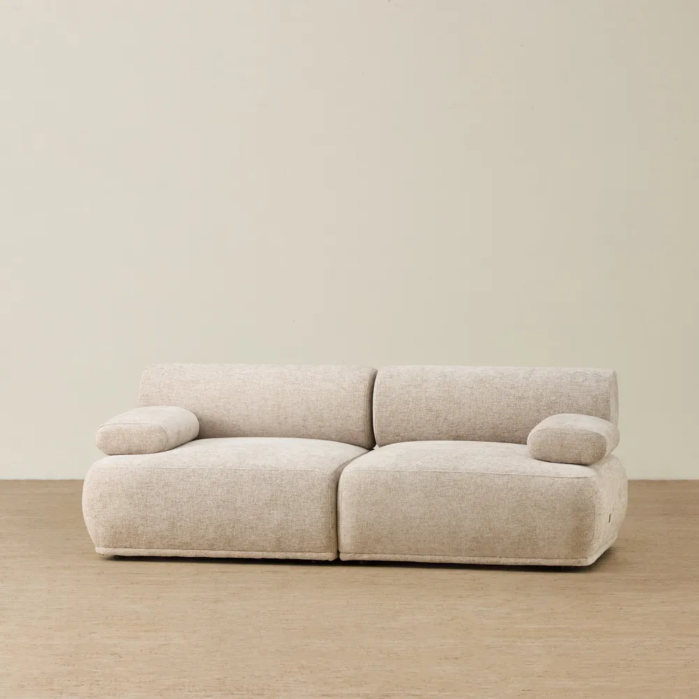 Pebbla Tuscan Sand Fabric 2 Pieces Modular Sofa