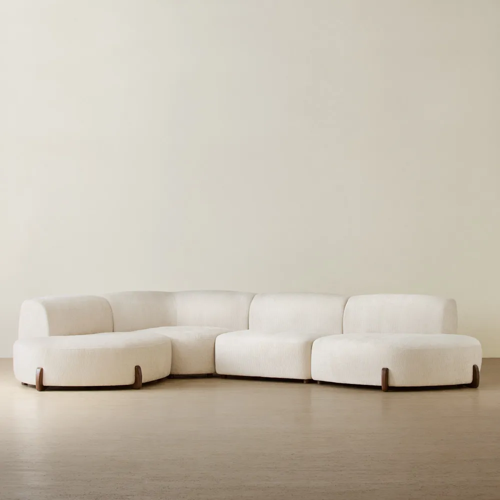 Calma Fusion Grey Fabric 4 Pieces Modular Sofa