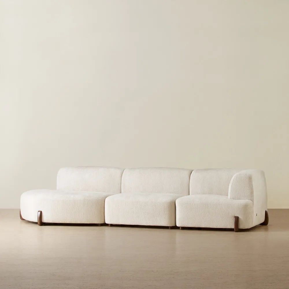 Calma Fusion Grey Fabric 3 Pieces Modular Sofa - Left Chaise