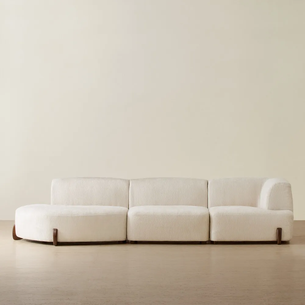 Calma Fusion Grey Fabric 3 Pieces Modular Sofa - Left Chaise