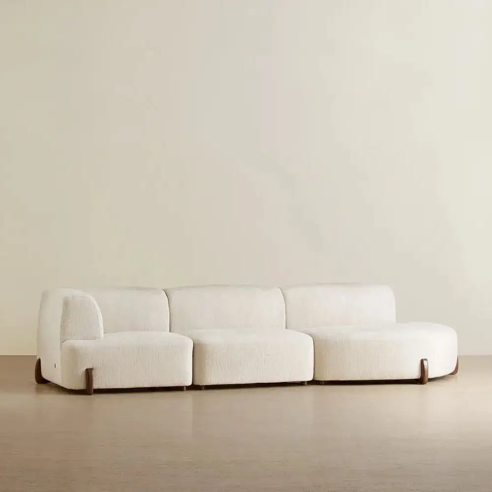 Calma Fusion Grey Fabric 3 Pieces Modular Sofa - Right Chaise