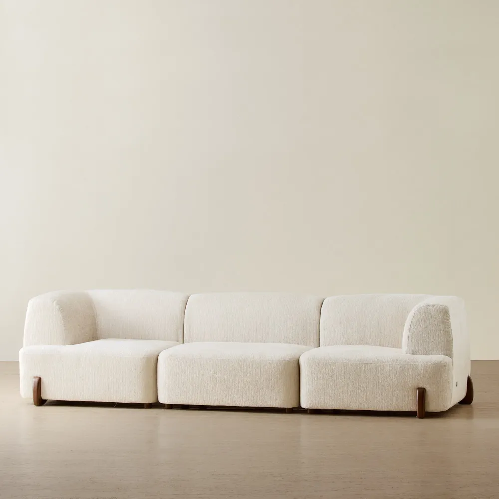 Calma Fusion Grey Fabric 3 Pieces Modular Sofa