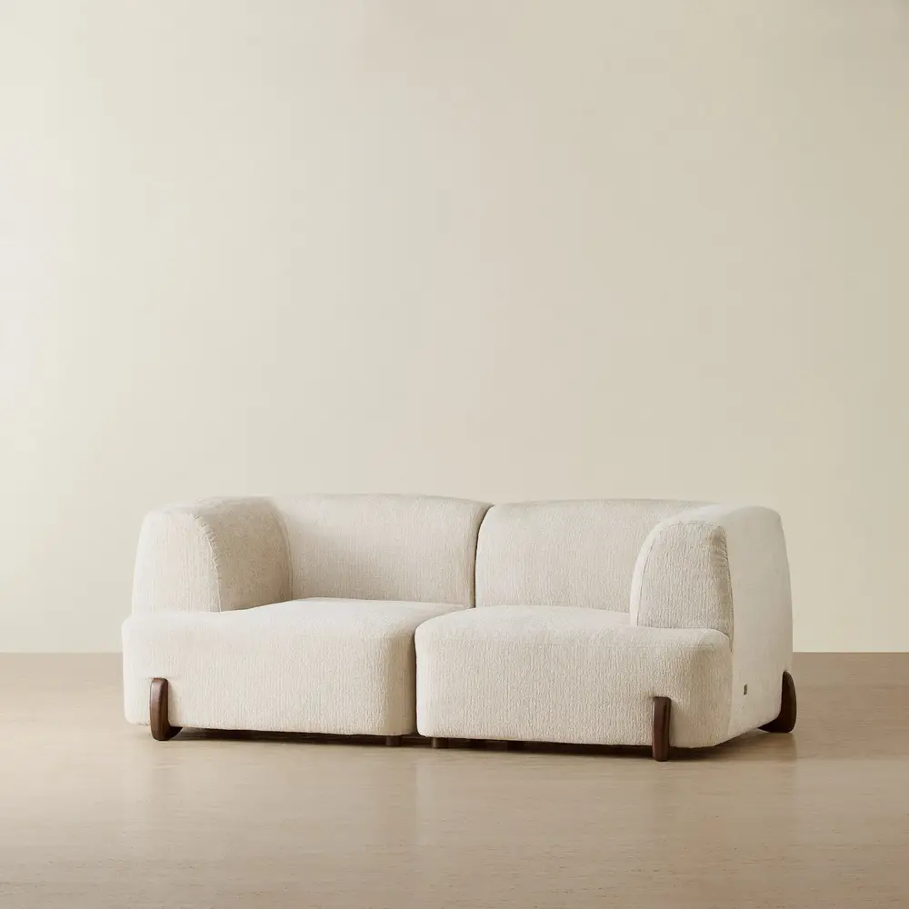 Calma Fusion Grey Fabric 2 Pieces Modular Sofa