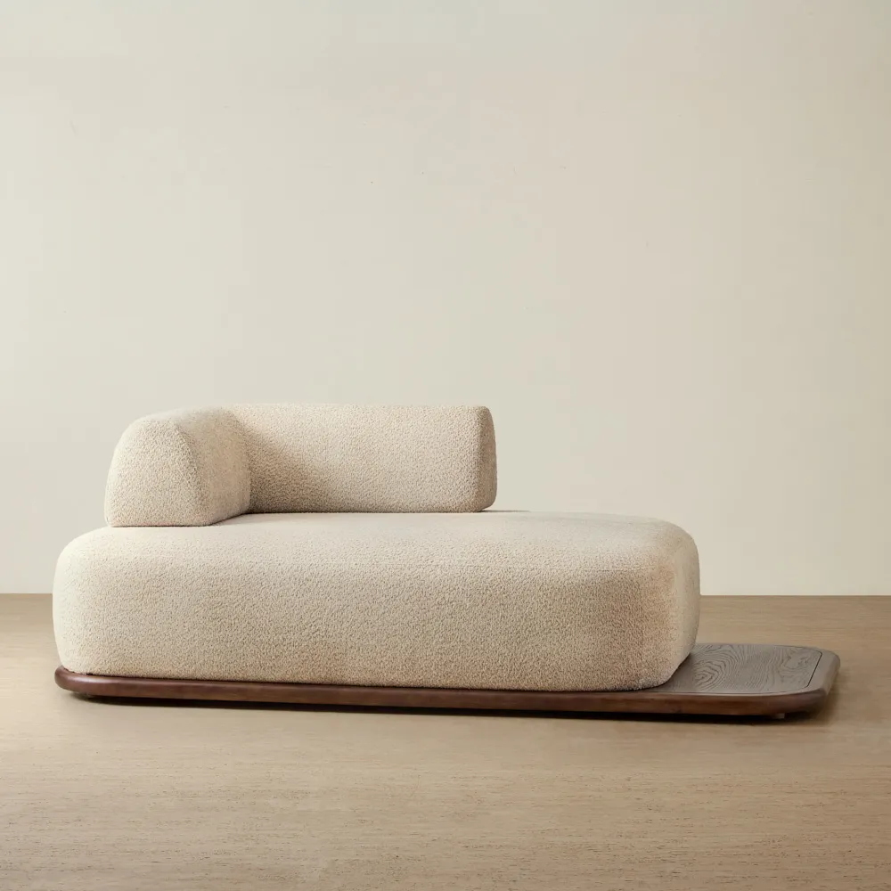 Bellagio Mid Beige Woven Fabric Left Arm Daybed