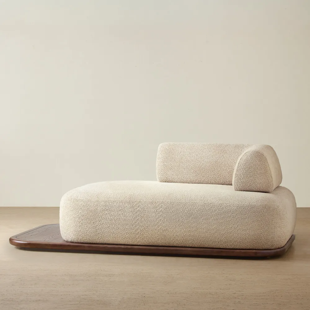 Bellagio Mid Beige Woven Fabric Right Arm Daybed