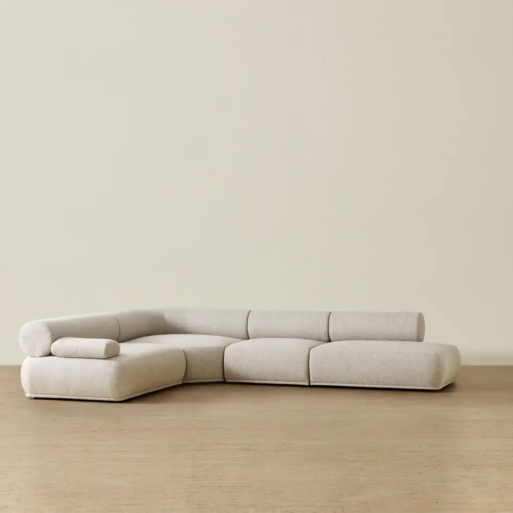 Pebbla Slate Grey Fabric Modular Corner Sofa with Left Arm Wide and Right Terminal
