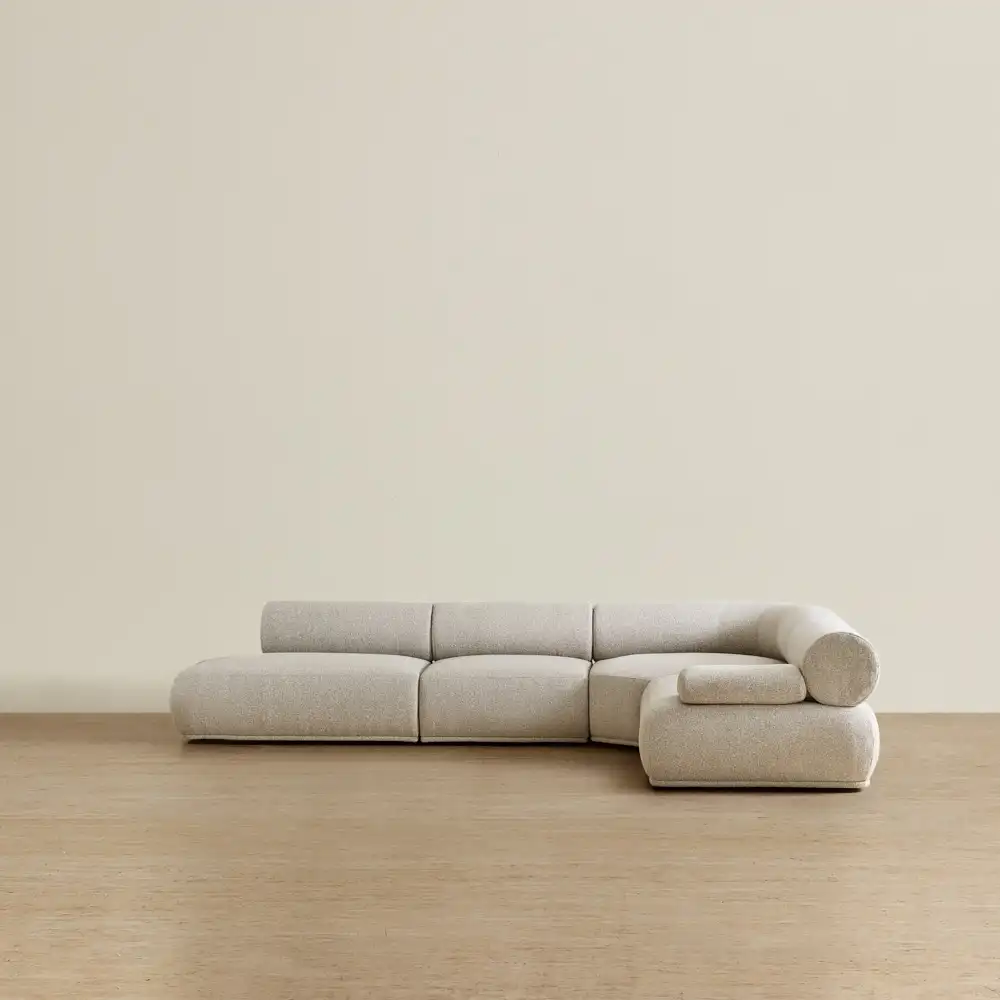 Pebbla Slate Grey Fabric Modular Corner Sofa with Right Arm Wide and Left Terminal