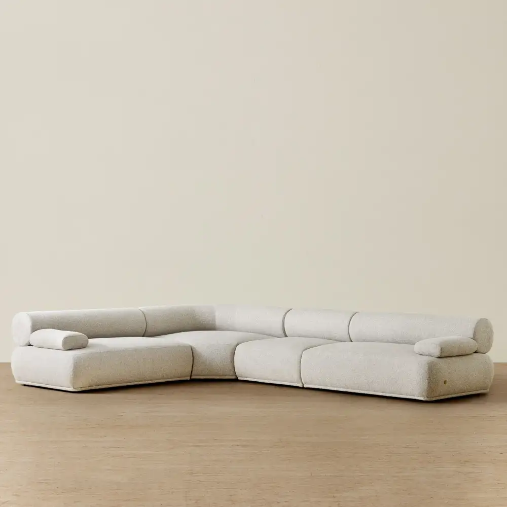 Pebbla Slate Grey Fabric 4 Pieces Modular Corner Sofa with Left Arm Wide and Right Arm Wide