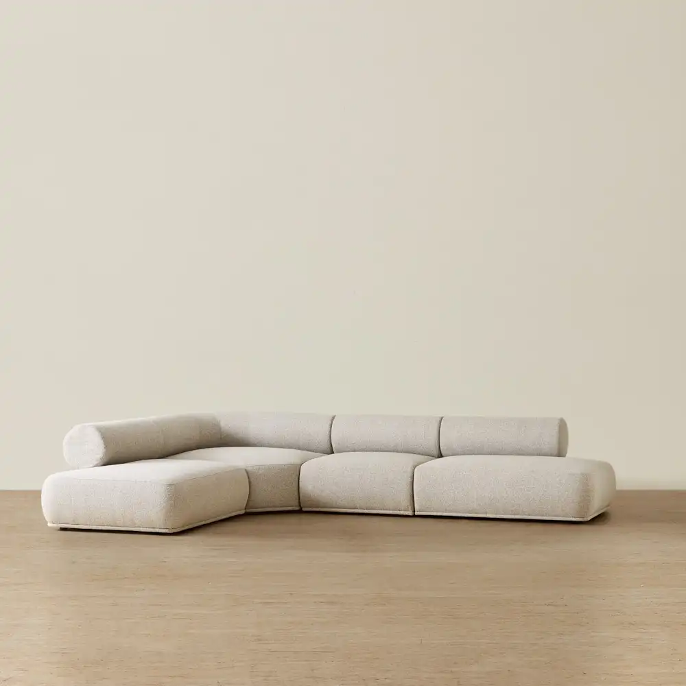 Pebbla Slate Grey Fabric 4 Pieces Modular Corner Sofa with Left Terminal and Right Terminal