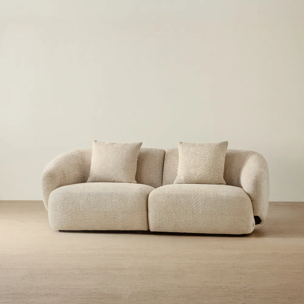 Willow II Mid Beige Woven Fabric 2 Pieces Modular Sofa