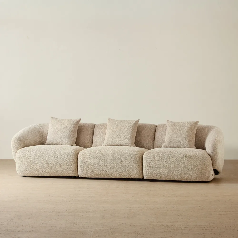 Willow II Mid Beige Woven Fabric 3 Pieces Modular Sofa