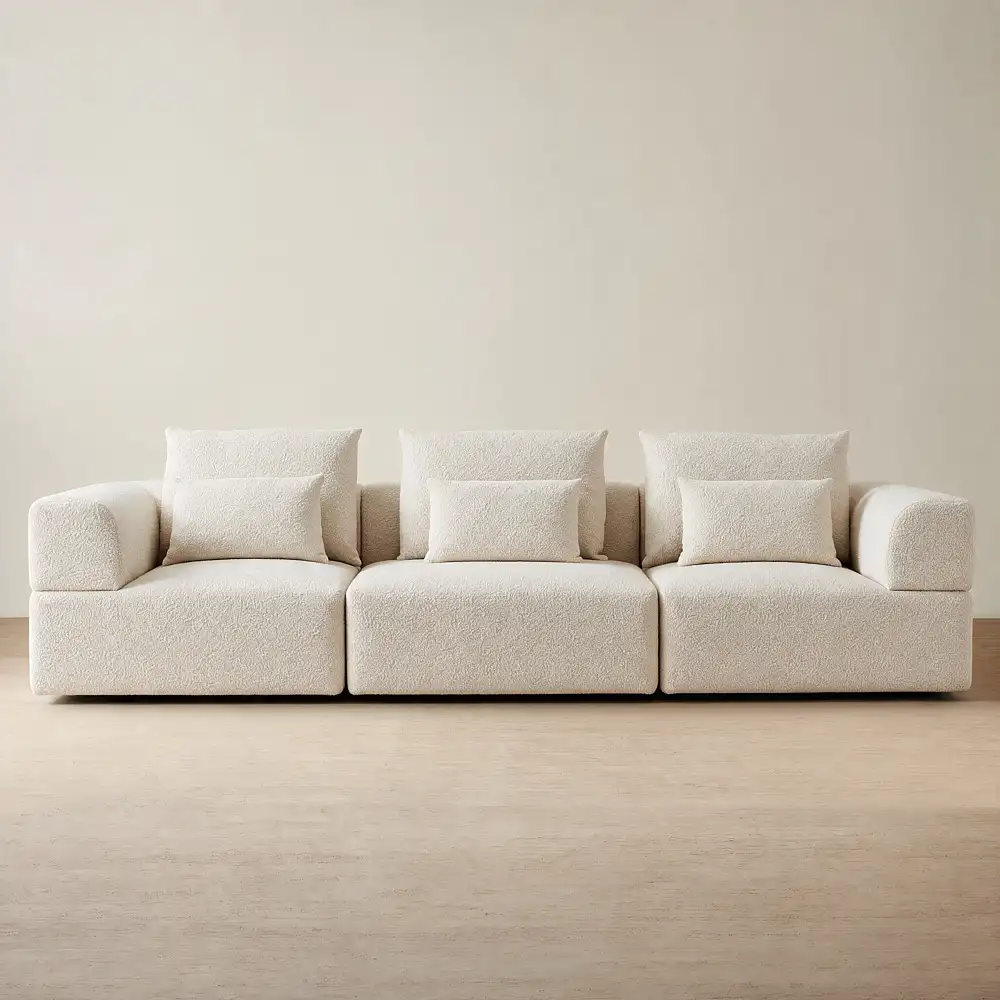 Riviera III Stone Cream 3 Pieces Modular Fabric Sofa