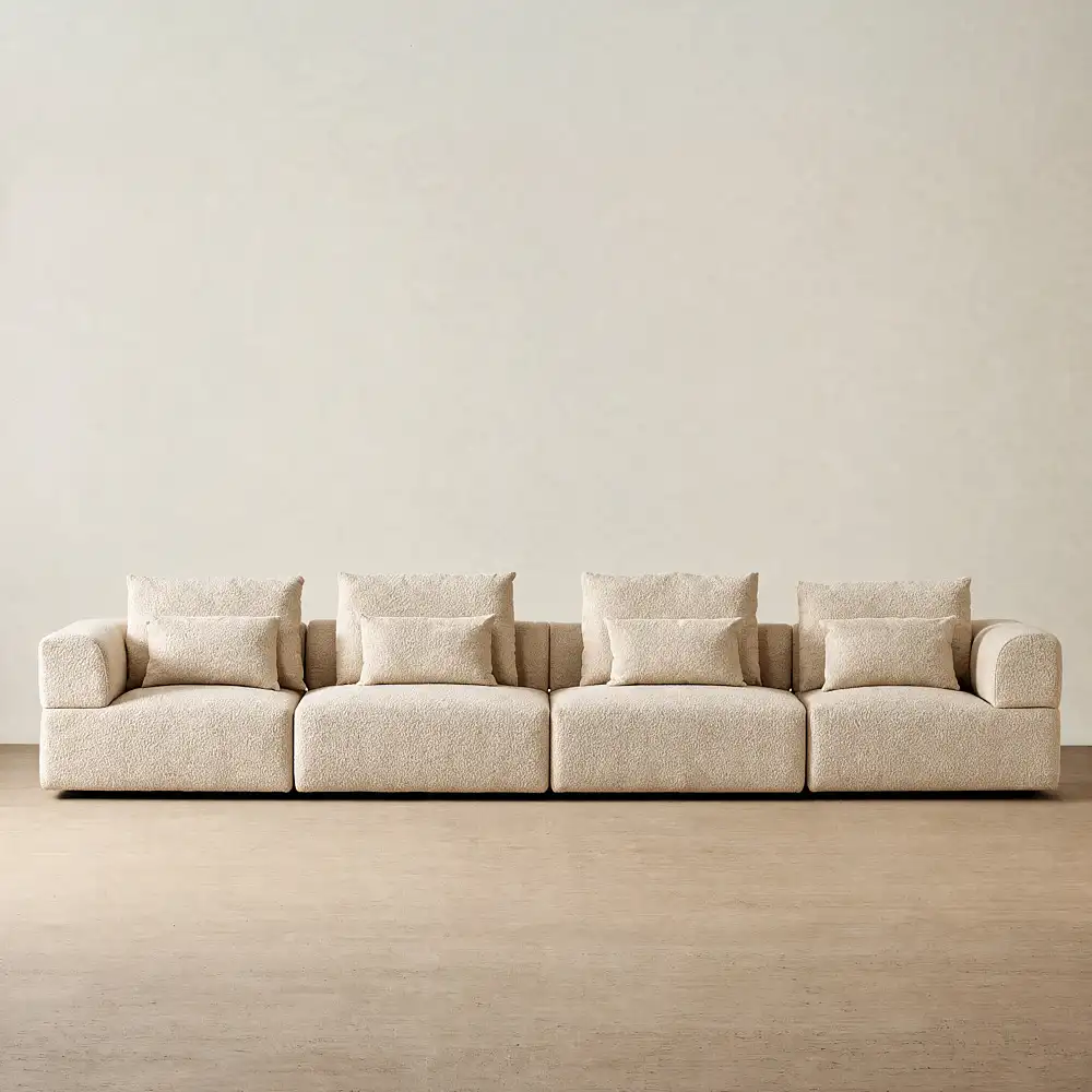 Riviera III Mid Beige 4 Pieces Modular Fabric Sofa