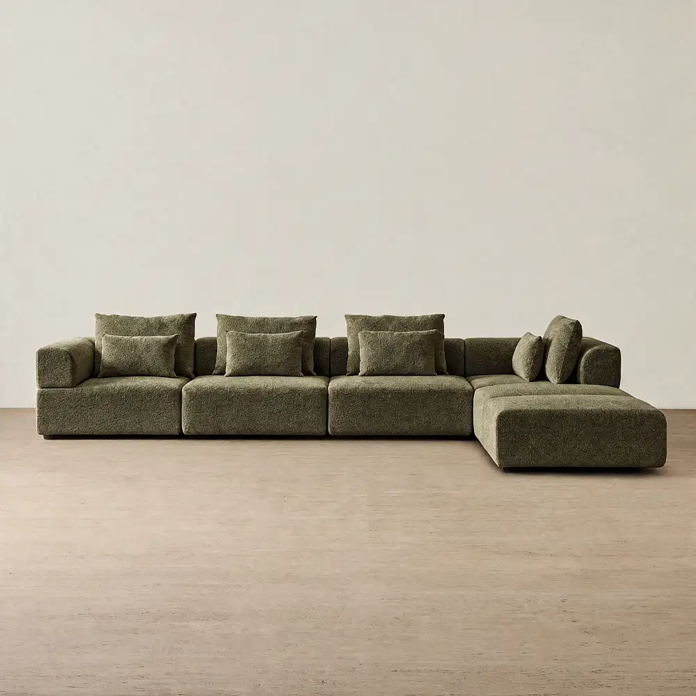 Riviera III Winter Moss Woven Fabric Modular Sofa