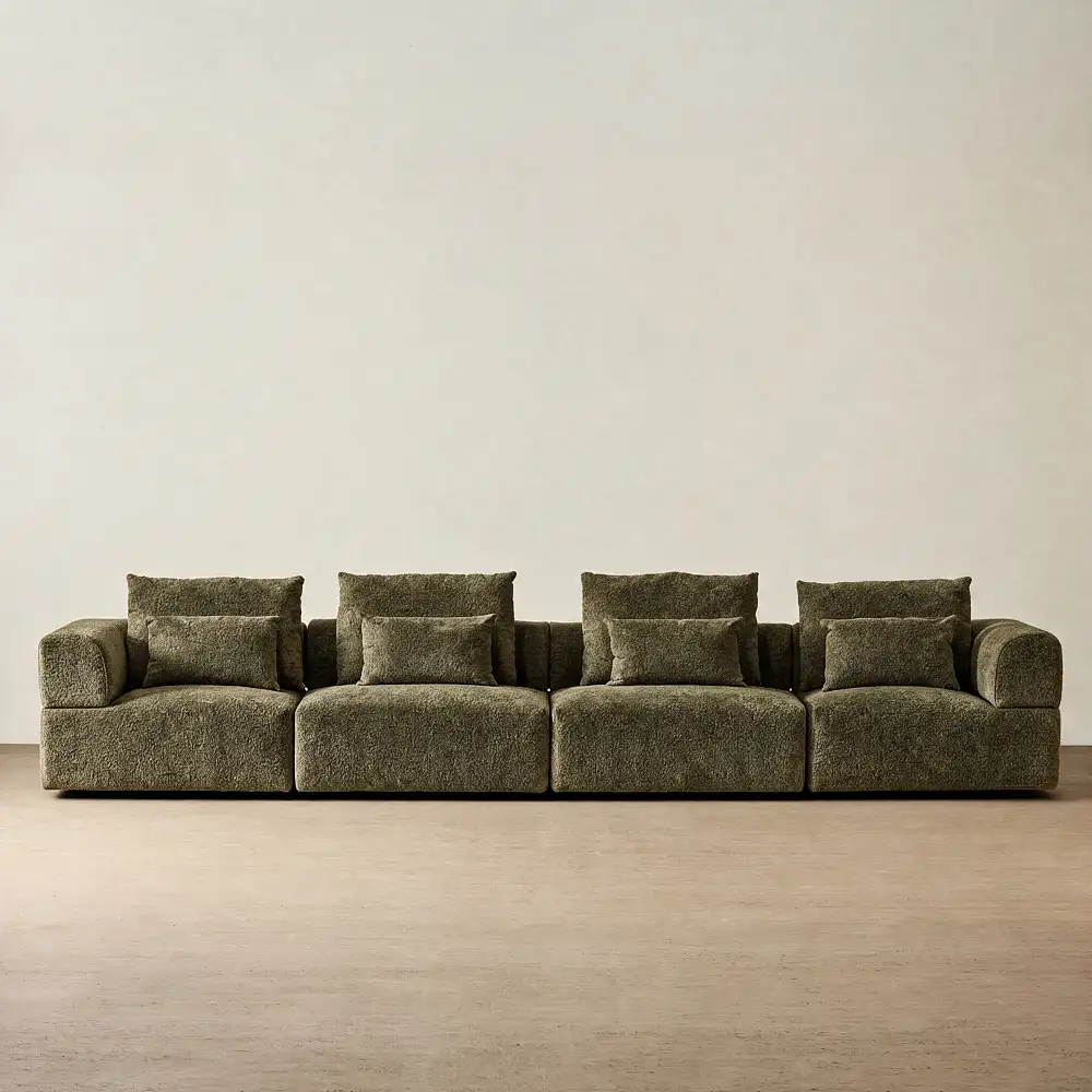 Riviera III Winter Moss 4 Pieces Modular Fabric Sofa