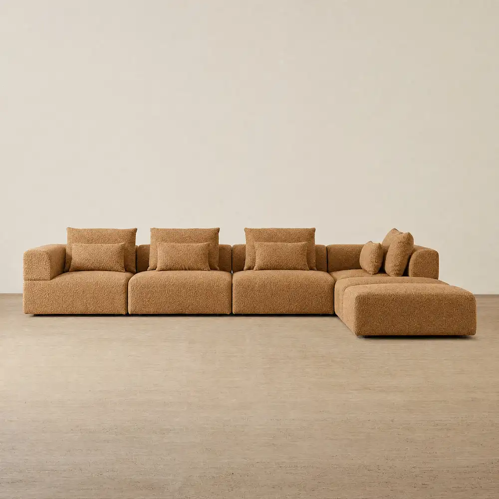 Riviera III Vintage Mustard Woven Fabric Modular Sofa