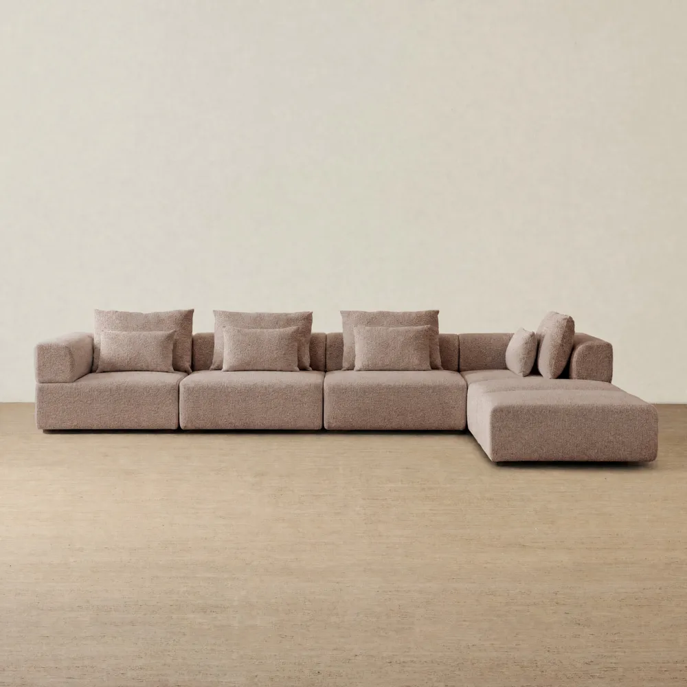 Riviera III Warm Taupe Woven Fabric Modular Sofa
