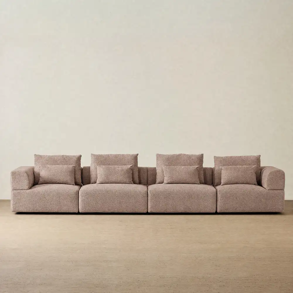 Riviera III Warm Taupe 4 Pieces Modular Fabric Sofa