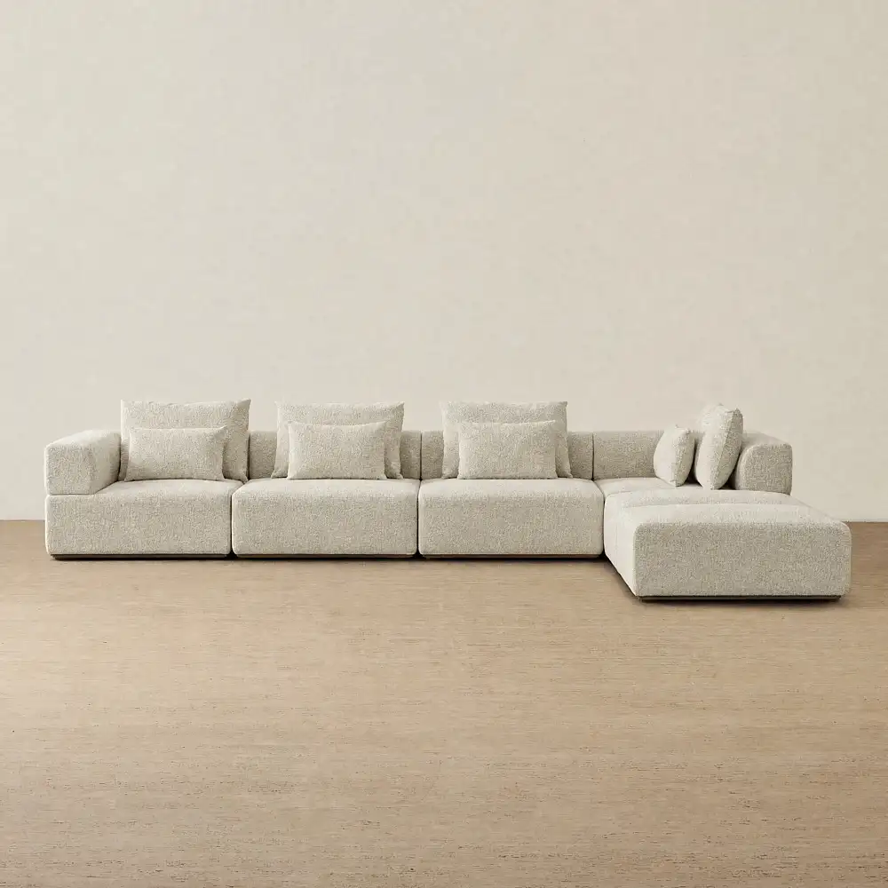 Riviera III Pearl Beige Fabric Modular Sofa