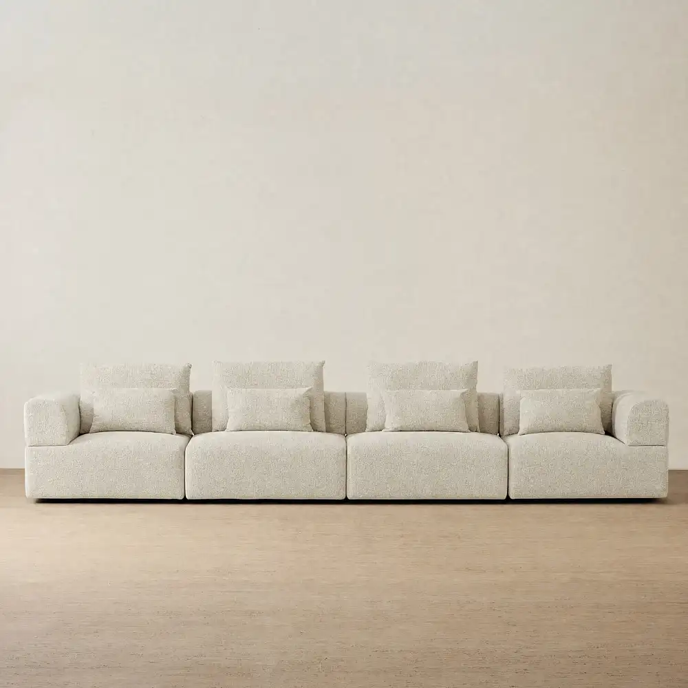 Riviera III Pearl Beige 4 Pieces Modular Fabric Sofa