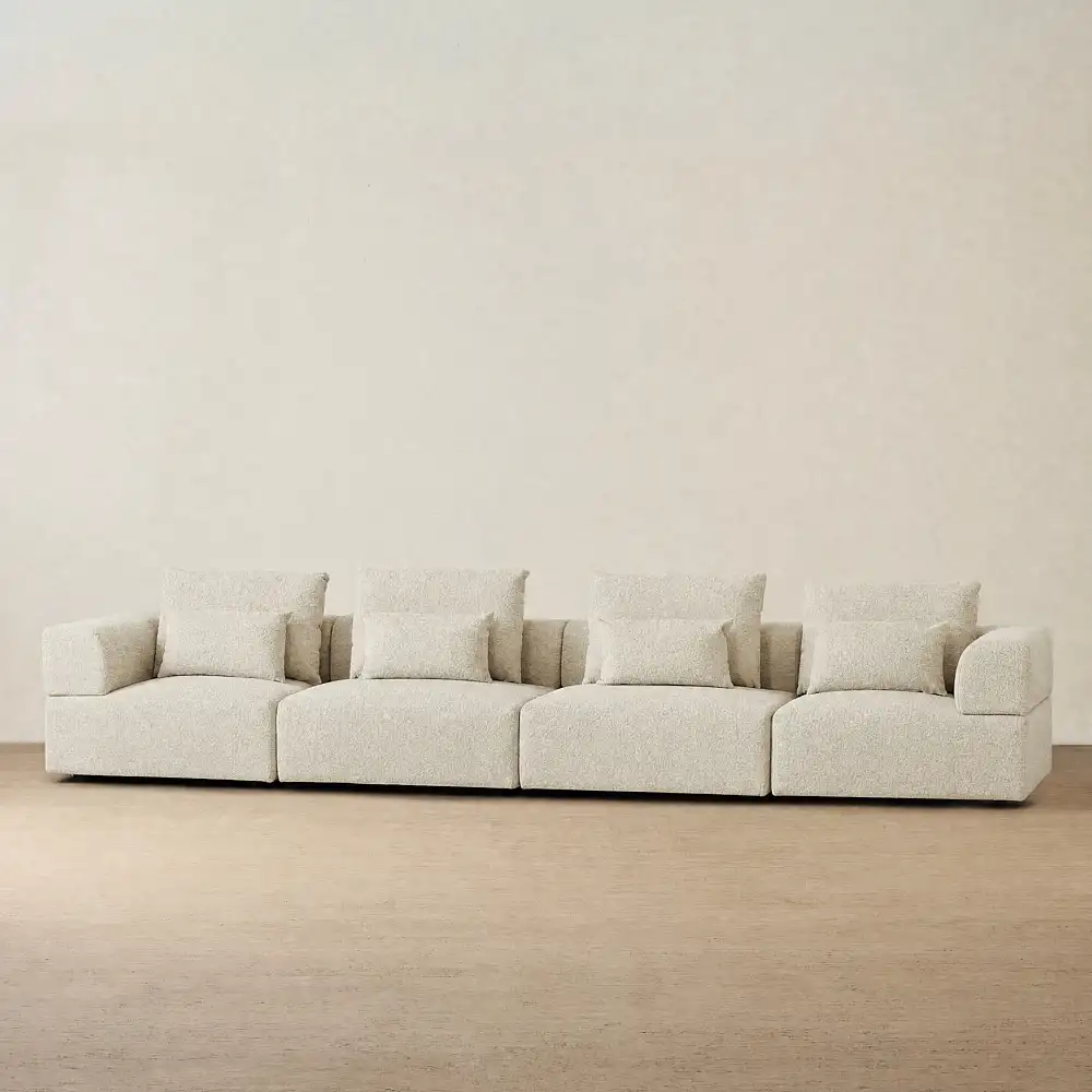 Riviera III Pearl Beige 3 Pieces Modular Fabric Sofa