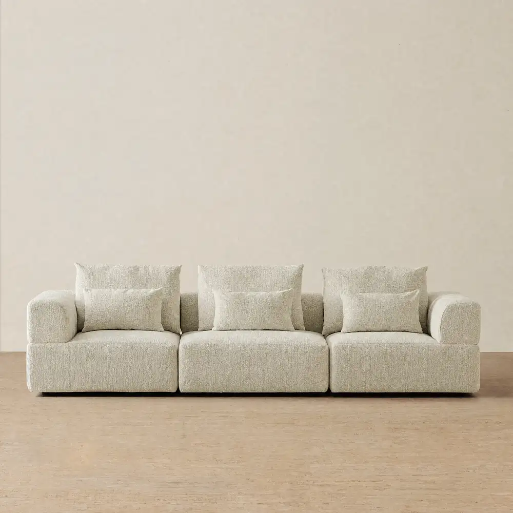 Riviera III Pearl Beige 3 Pieces Modular Fabric Sofa