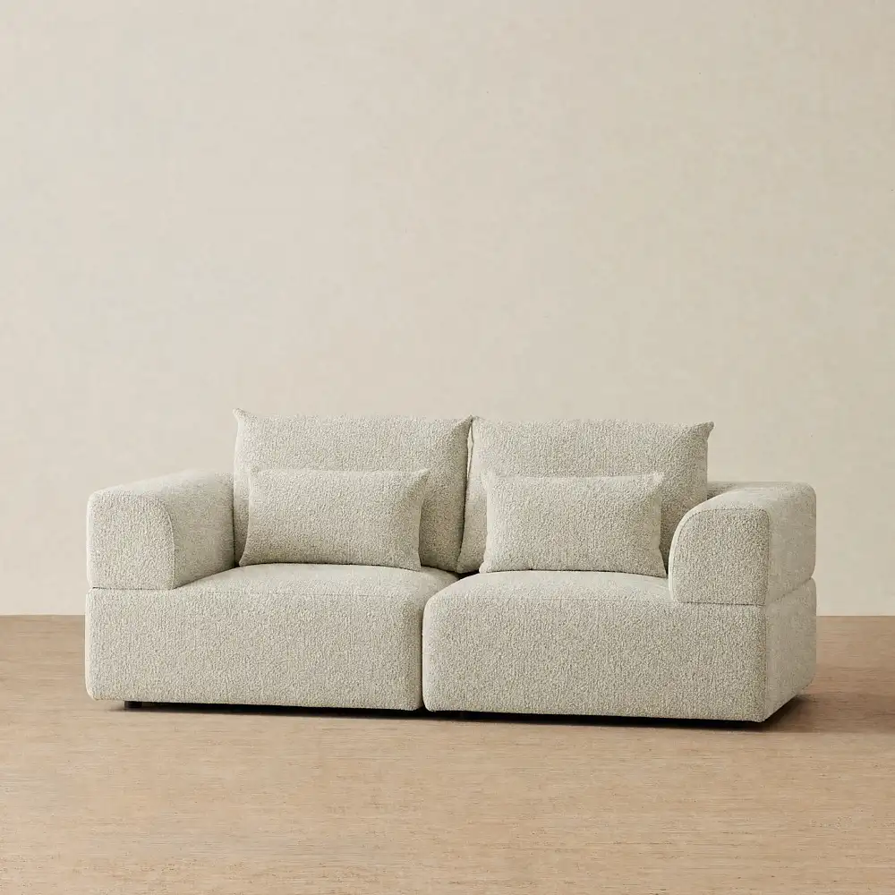 Riviera III Pearl Beige 2 Pieces Modular Fabric Sofa