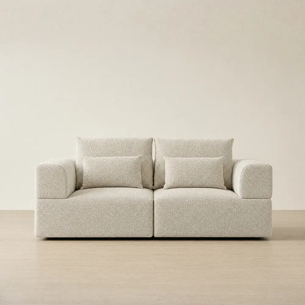 Riviera III Pearl Beige 2 Pieces Modular Fabric Sofa