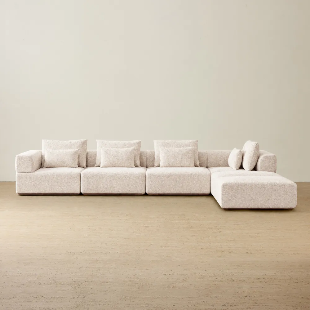 Riviera III Stone White Fabric Modular Sofa