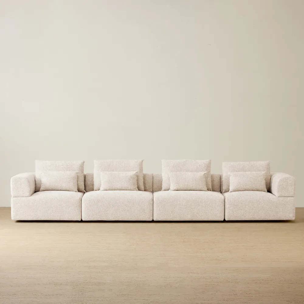 Riviera III Stone White 4 Pieces Modular Fabric Sofa