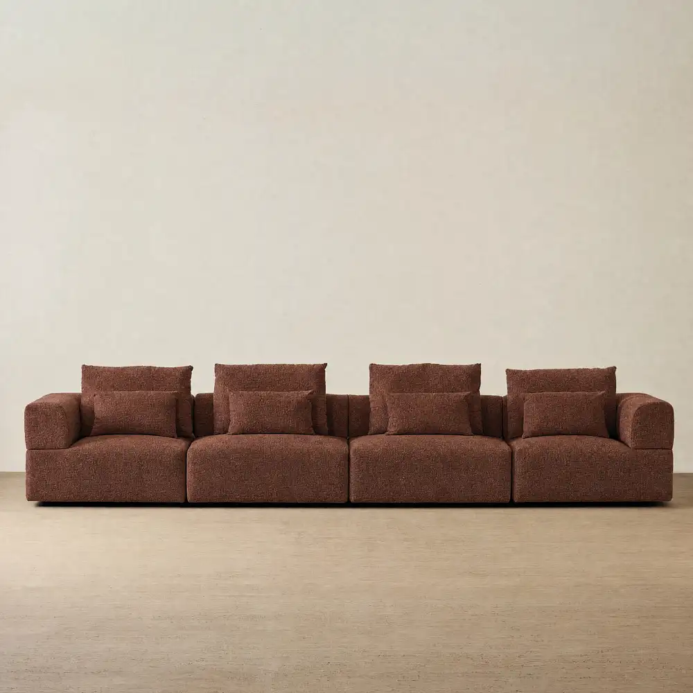 Riviera III Pecan Boucle 4 Pieces Modular Fabric Sofa