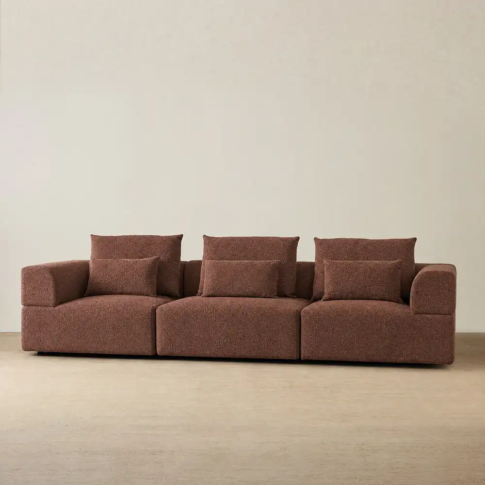 Riviera III Pecan Boucle 3 Pieces Modular Fabric Sofa