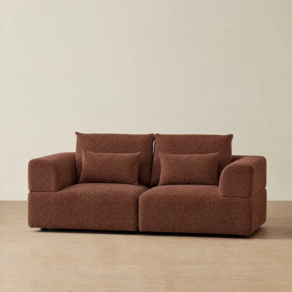 Riviera III Pecan Boucle 2 Pieces Modular Fabric Sofa