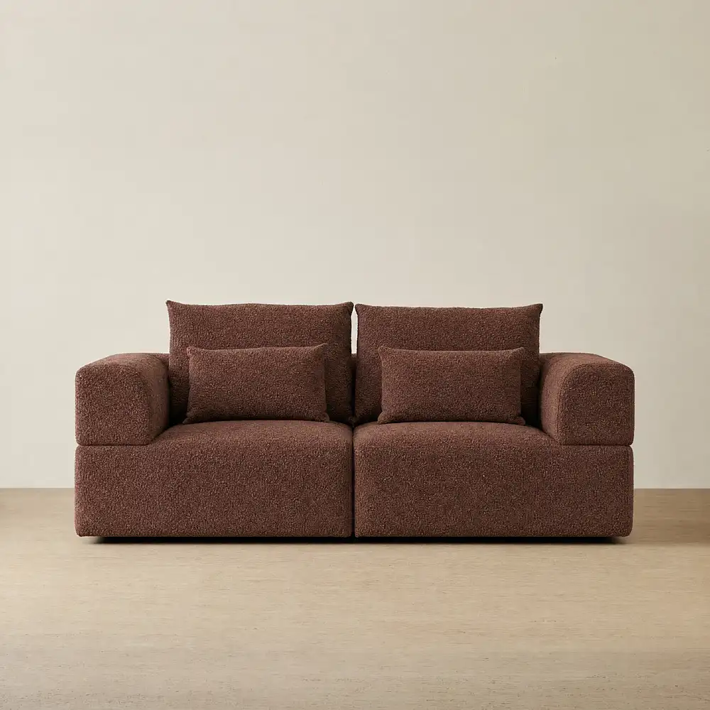 Riviera III Pecan Boucle 2 Pieces Modular Fabric Sofa