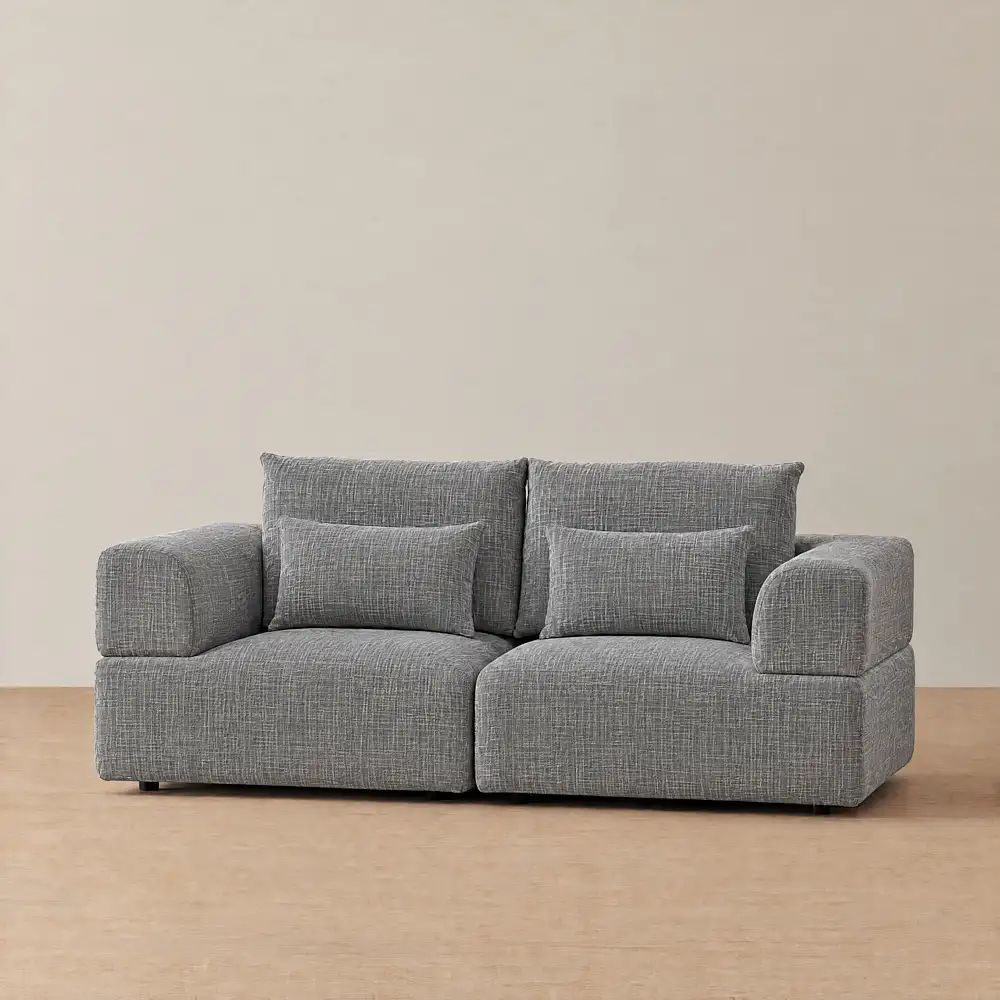 Riviera III Shadow Grey Chenille 2 Pieces Modular Fabric Sofa